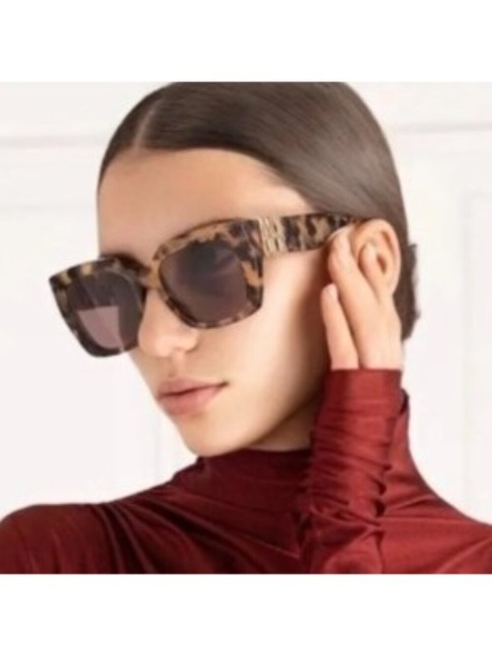 Dior MISSDIOR S2F 26D0 Sunglasses Havana Square Frame, Bordeaux Lenses - Picture 2 of 10